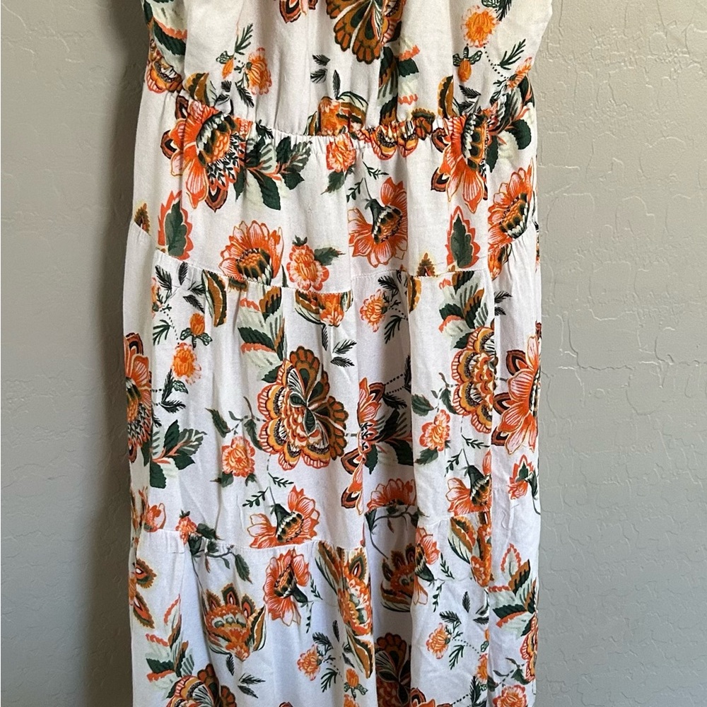 New York & Company Floral Maxi Dress in Orange and Green